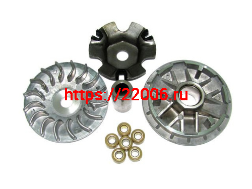 Вариатор Honda Lead -90 в сборе (палец, наружный шкив,ролики) Вариатор Honda Lead -90 в сборе (палец, наружный шкив,ролики)