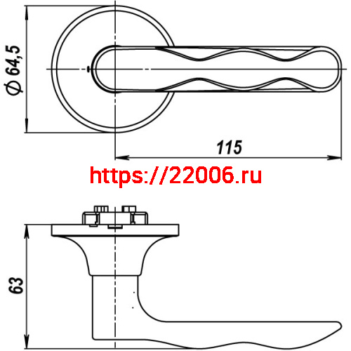 Ручка Punto (Пунто) защелка DK624 CP-BK (6024 CP-B) (фик.) хром фото 3