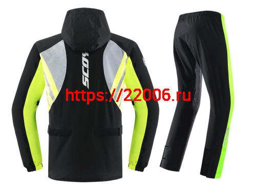 Дождевик SCOYCO RC09 черный с зеленым, р-р M фото 2 Дождевик SCOYCO RC09 черный с зеленым, р-р M фото 2